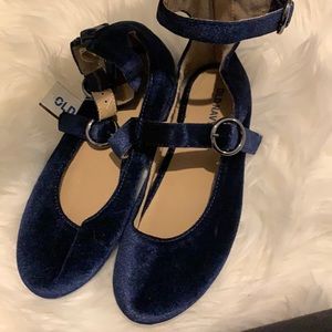 Beautiful velvet blue ballet shoes